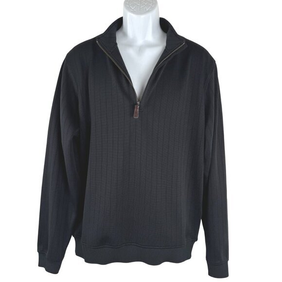 Footjoy Drop Needle Pullover Mens Large Black 1/2 Zip Golf Polyester TP-3055 - Picture 3 of 9